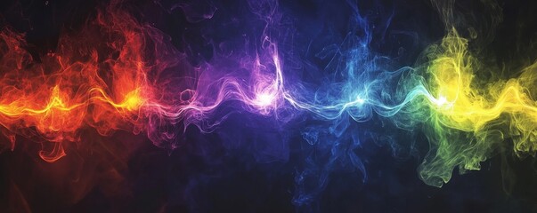 Fototapeta premium Captivating Digital Artwork of Flowing Rainbow Energy Waves