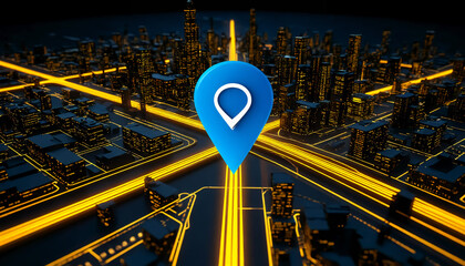 City map with blue location marker.