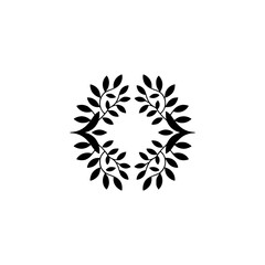 Obraz premium Elegant Black Leafy Wreath Silhouette on Neutral Background