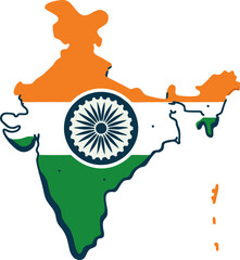 India flag map colors theme suitable for promoting cultural events, travel websites, Independence Day celebrations, or social media graphics. Perfect for diverse audiences.
