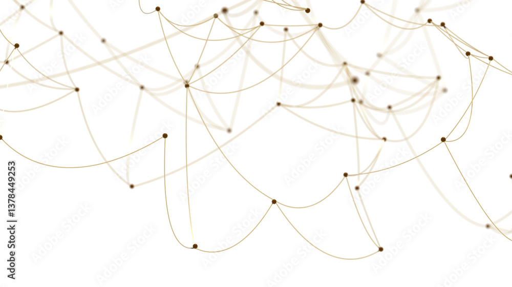 Poster abstract network connection with golden lines