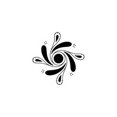 Minimalist Black Swirl Floral Motif on Cream Background
