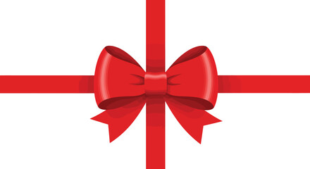 Red gift bow with ribbon in flat design style vector art