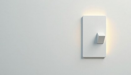 Close-up of a flipped light switch, white background , click, toggle, plastic
