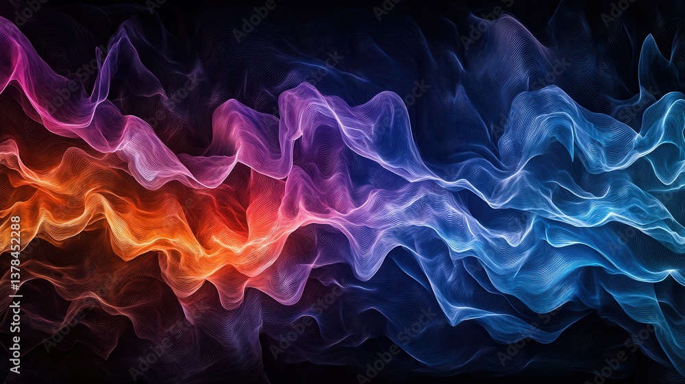 Poster mesmerizing electric soundwave art with pulsating colors in dynamic waves of light and energy