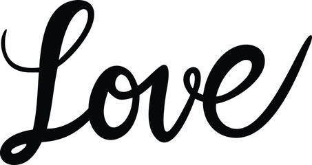 Obraz premium Handwritten Love Script Calligraphy Word Art on Transparent Background