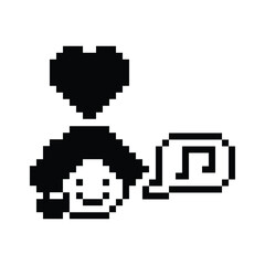 Fototapeta premium Cartoon pixel character cute woman exercises training dance lifestyle music decoration life style 8 bit female girl dance with music game 8bit fitness isolated PNG vector.