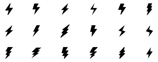 Flash lightning bolt icon. Electric power symbol. Power energy sign. Lightning icon set. Electric icon vector. Power icon. Energy sign. Vector Illustration