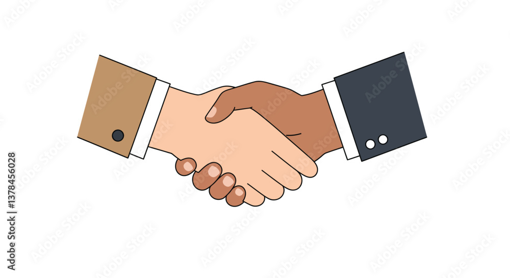 Poster handshake symbolizing collaboration in flat design style vector art