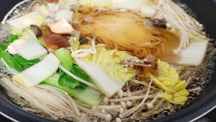Shabu shabu hotpot style in Japan. cooking Shabu Shabu. asian cuisine.