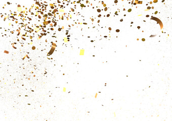Joyful Deluge: Brilliant 3D Illustration Showcasing an Overflow of gold Confetti