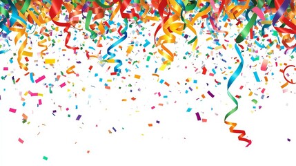 Colorful confetti and streamers for celebration