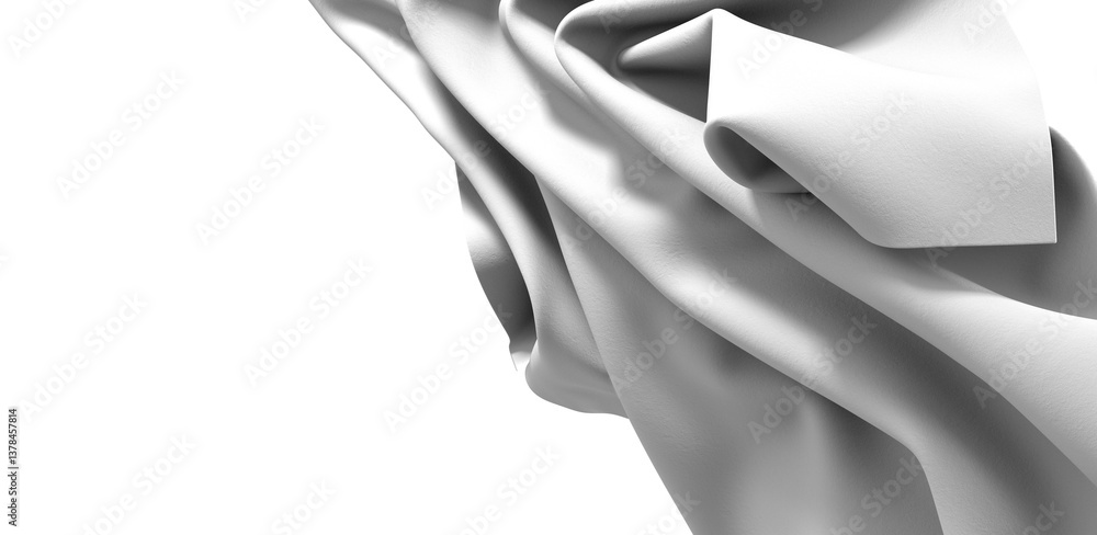 Poster Abstract background featuring a white fabric drape with a textured surface. Perfect for design projects.