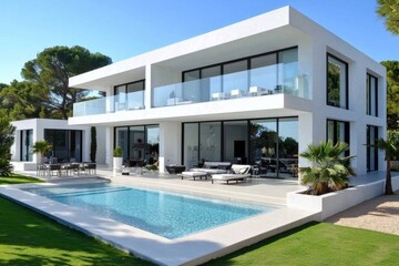 Diseño moderno y recto en esta villa mediterránea de lujo.