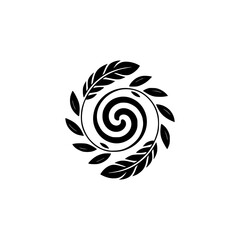 Fototapeta premium Black & White Feather & Leaf Spiral Logo Design