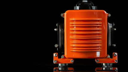 A high-voltage electrical insulator with polished ceramic and metal elements on black