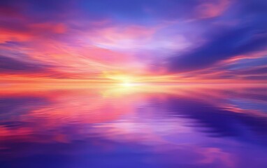 Obraz premium Generative illustration capturing the beauty of the colorful sky mirrored on the water.