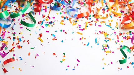 Colorful confetti and streamers for celebration