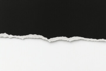 Black Torn Paper Edge on White Background