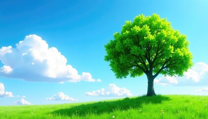 single tree against a clear blue sky with clouds, sky, solitary, woods