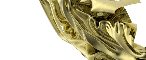 Golden fabric folds and drapes in a luxurious display