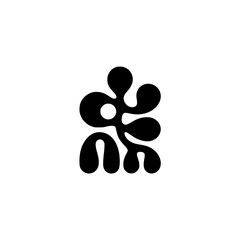 Abstract Black and White Organic Shape on Cream Background