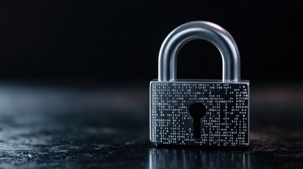 Fototapeta premium Shiny padlock with intricate patterns reflects light on smooth s