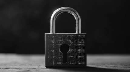 Shiny padlock in dramatic lighting, highlighting its intricate d