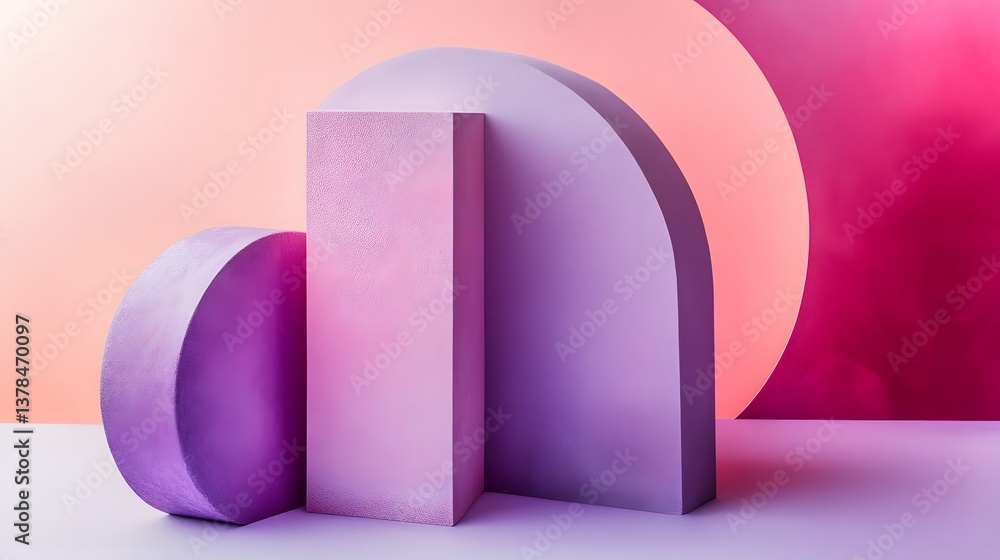 Poster soft gradient overlapping geometric shapes in soothing color transitions for contemporary design pro