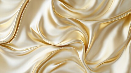 Obraz premium Elegant Satin Silk Textile - Luxurious Golden Cream Abstract Fabric Background with Soft Shiny Texture for High-End Interior Decor and Fashion Design