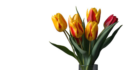 A collection of yellow tulips flower isolated on a flat background