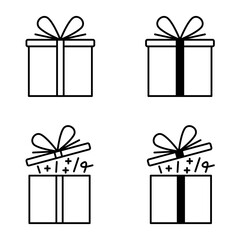 Gift Box Icon Set. Gift Box Vector Icon in line style design. Gift Box Symbol. Vector illustration.