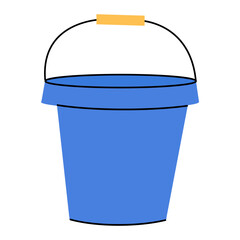 An illustration of a cute simple blue empty bucket.