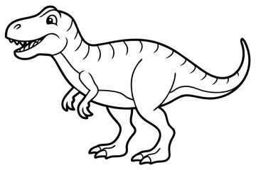 Obraz premium Tyrannosaurus Rex Cartoon Illustration, Outline Drawing, Isolated Transparent
