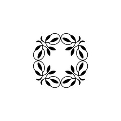 Elegant Black Floral Wreath on White: Minimalist Design