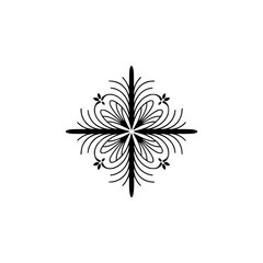 Elegant Black Floral Ornament on White Background