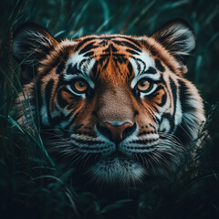 Tiger close-up, fierce tiger,