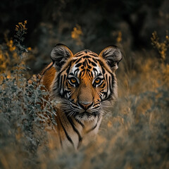 Tiger close-up, fierce tiger,