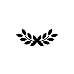 Black Laurel Wreath Silhouette on White Background