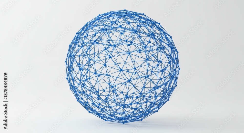 Poster abstract blue sphere network connection digital data