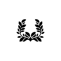 Simple Black Laurel Wreath Logo on White Background