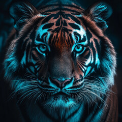 Tiger close-up, fierce tiger,