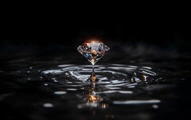 A Stunning Water Drop That Perfectly Reflects a Beautiful Shape of a Shining Diamond