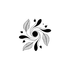 Obraz premium Swirling Floral Design: Elegant Black and White Illustration