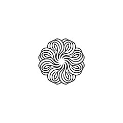 Abstract Floral Swirl Design, Minimalist Black & White, Logo Element