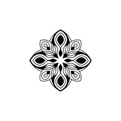 Geometric Black & White Mandala Design on White Background