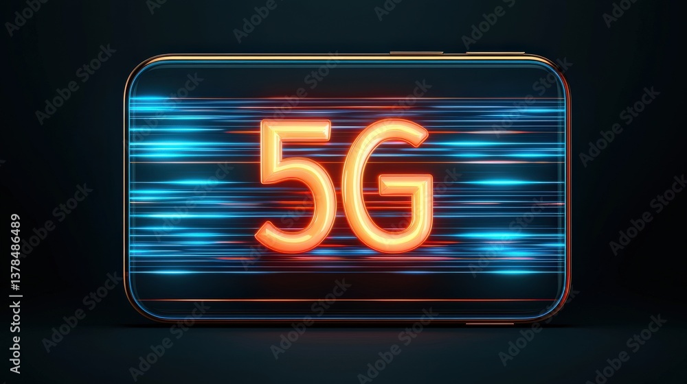 Aufkleber a vibrant depiction of a smartphone displaying the 5g network, symbolizing fast connectivity and adv