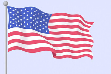 Fototapeta premium american flag waving in the wind on a white background
