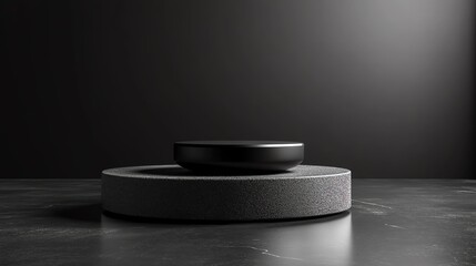 Abstract Dark Podium on Dark Background for Product Showcase