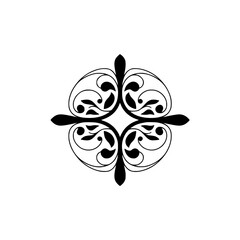 Elegant Black Floral Ornament on Cream Background